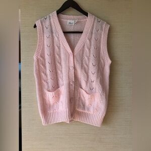 Vintage Alicia Y2K light pink cable knit sweater vest sleeveless large